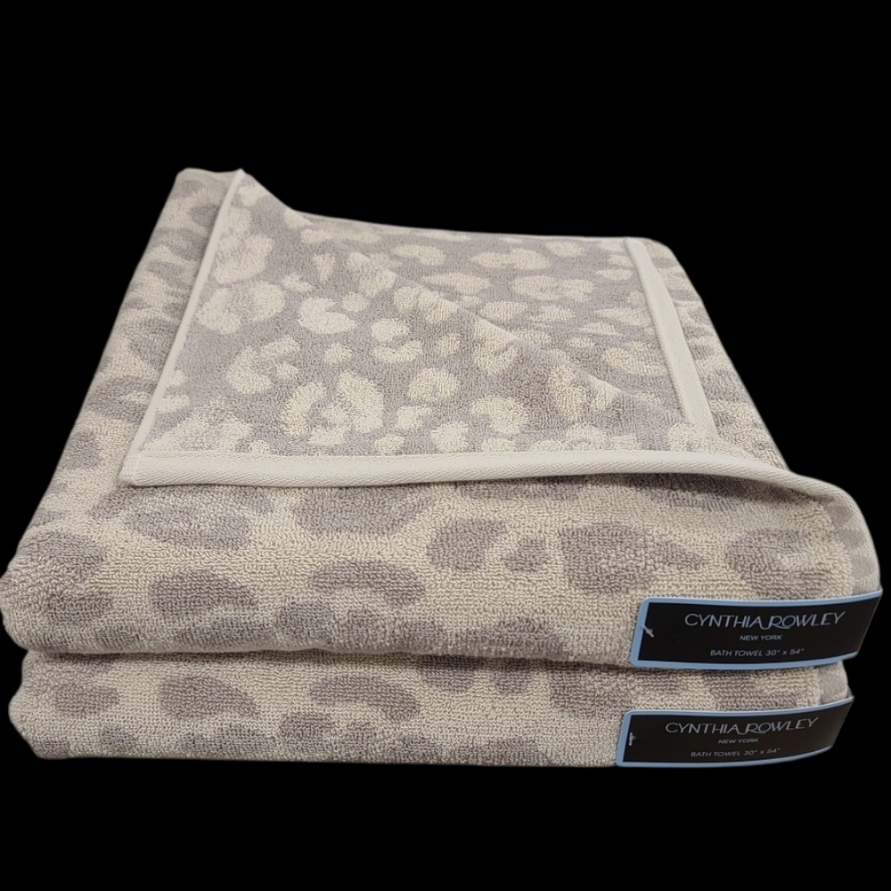8pc Cynthia Rowley Leopard Cheetah Animal Print Bath Hand Washcloth Towel Set - Picture 4 of 8